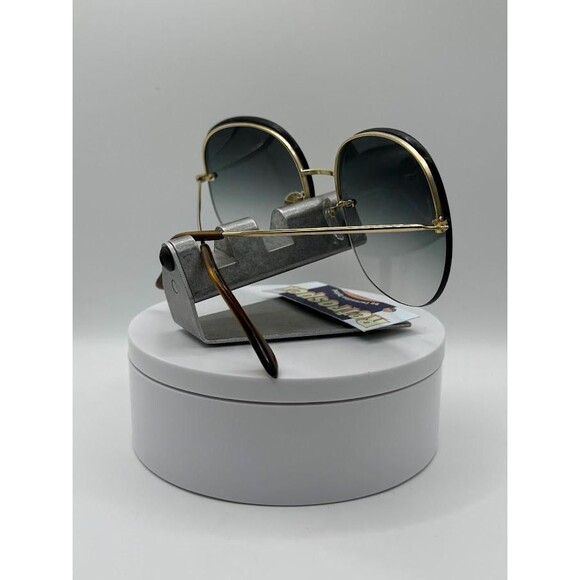 New 1970s Vintage Oversize Sunglasses | NOS | Large Gold Rimless Metal Style - Picture 8 of 9